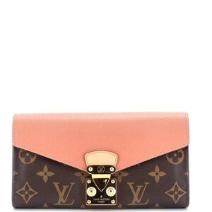 Auth Louis Vuitton Pallas Pink & Brown Monogram Wallet- Free Gift With Purchase